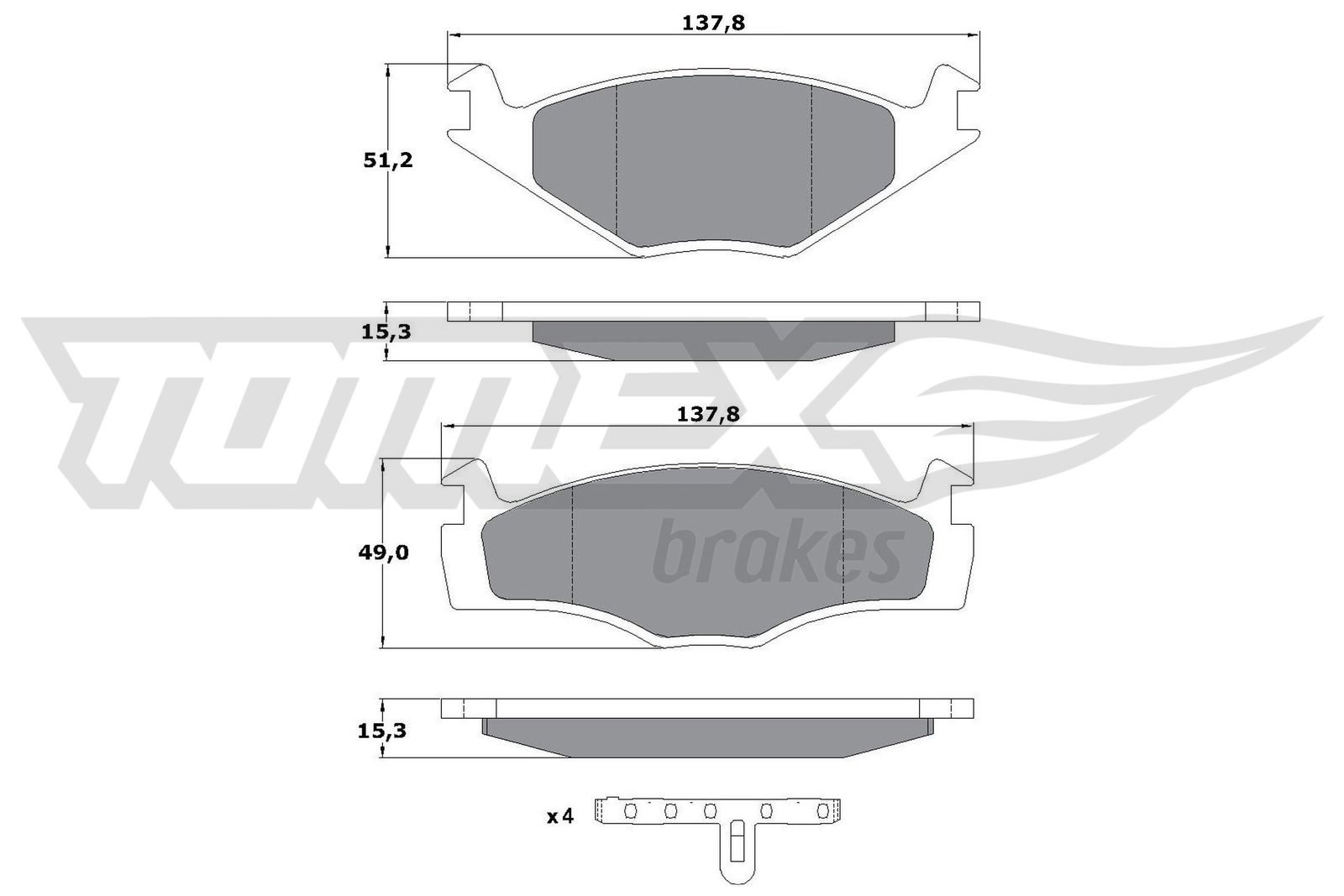 Sada brzdových platničiek kotúčovej brzdy TOMEX Brakes